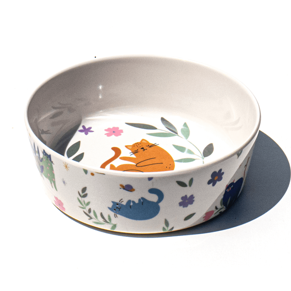 Tarhong Flower Cats Melamine Cat Bowl