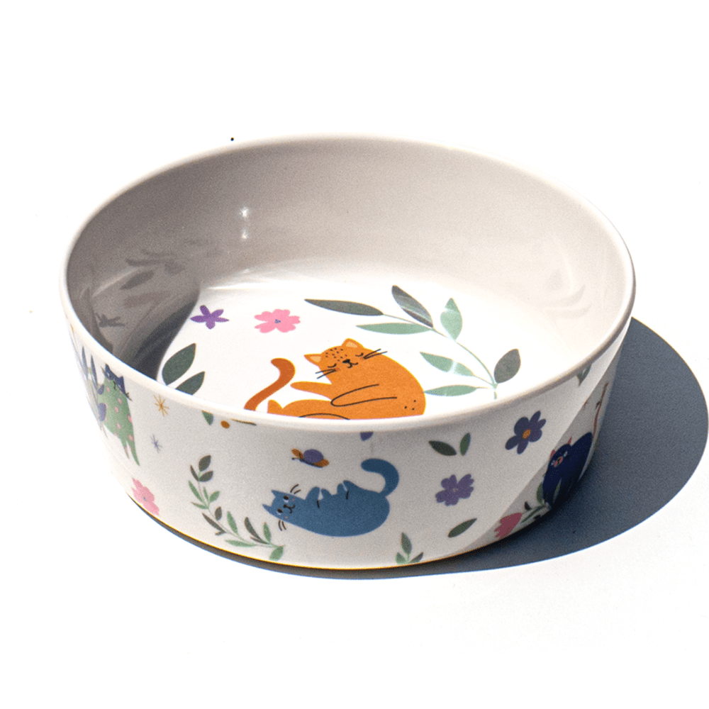 Tarhong Flower Cats Melamine Cat Bowl