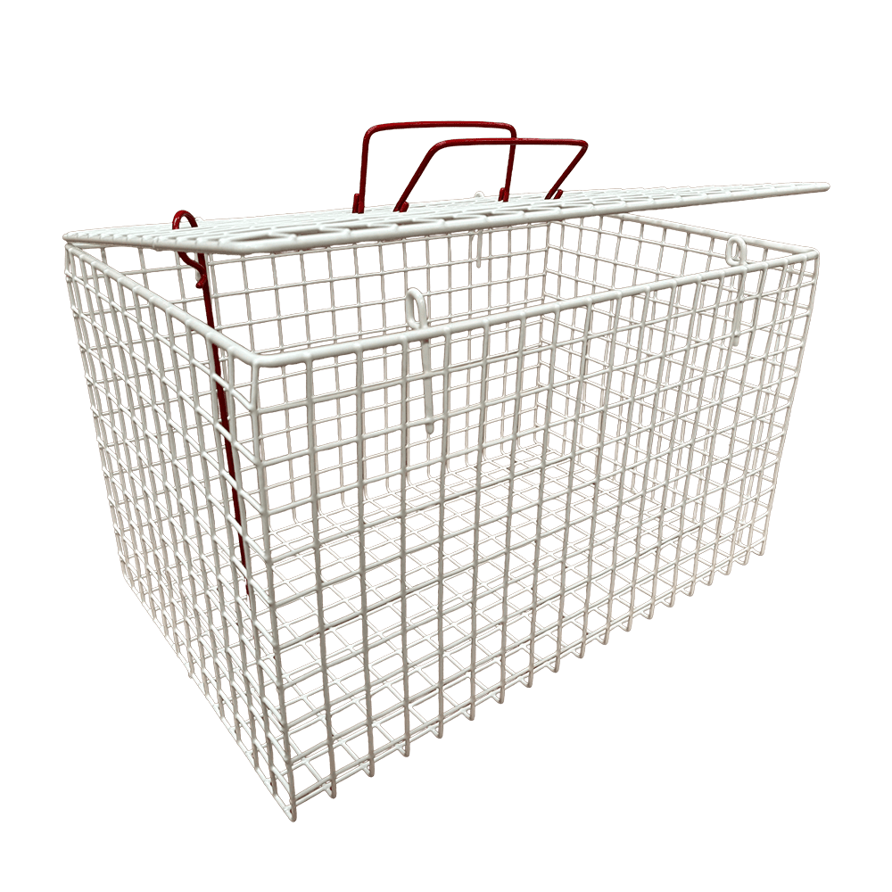 Wire Top-Opening Cat Basket — White Powder-Coated Metal