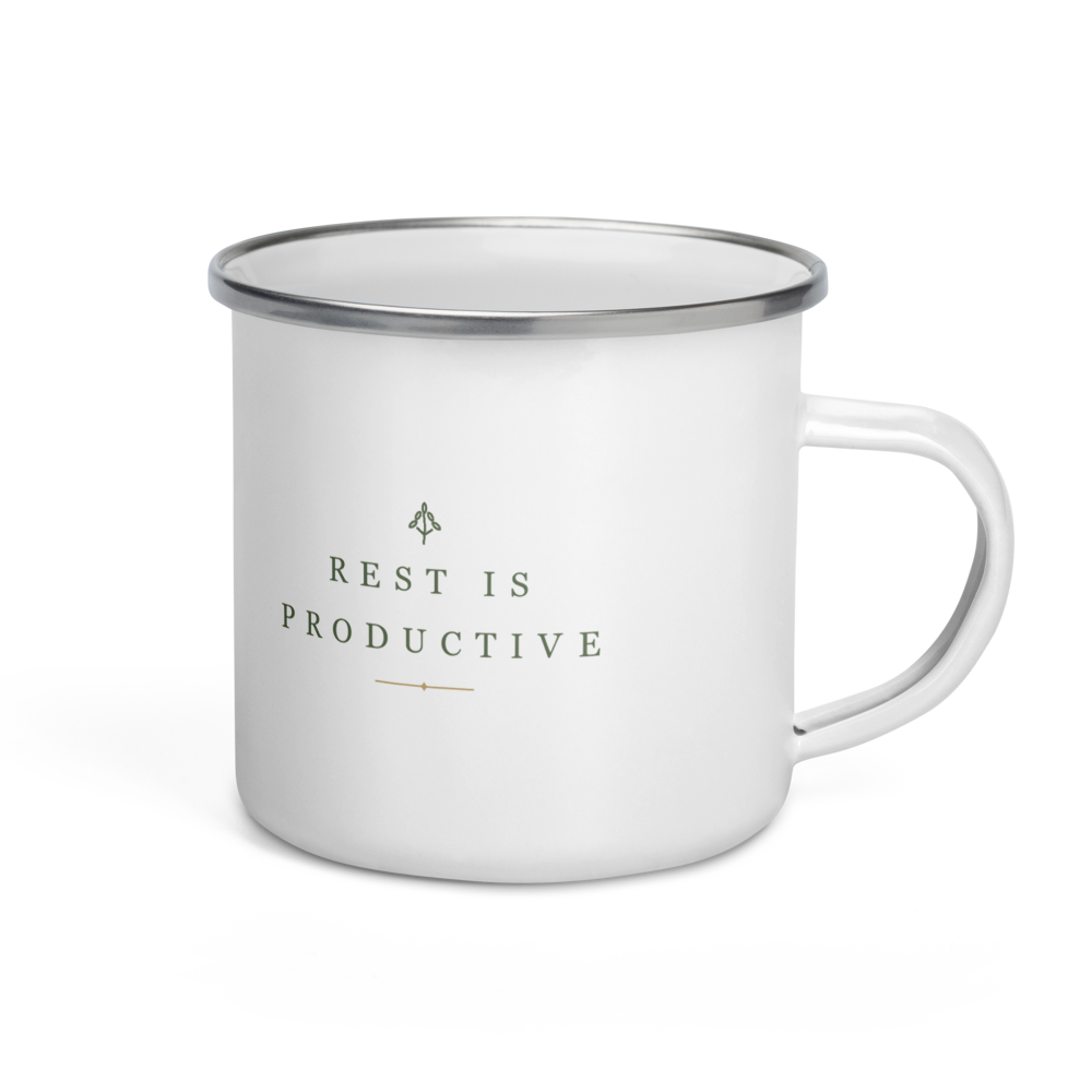 The Rest Is Productive Enamel Mug