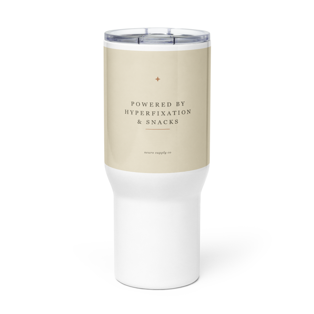 Powered by Hyperfixation & Snacks Travel Mug