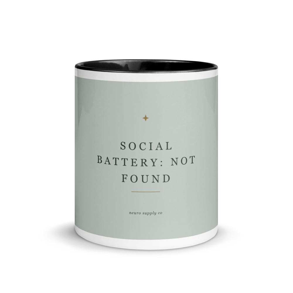 Social Battery: Not Found Colour-Inside Mug