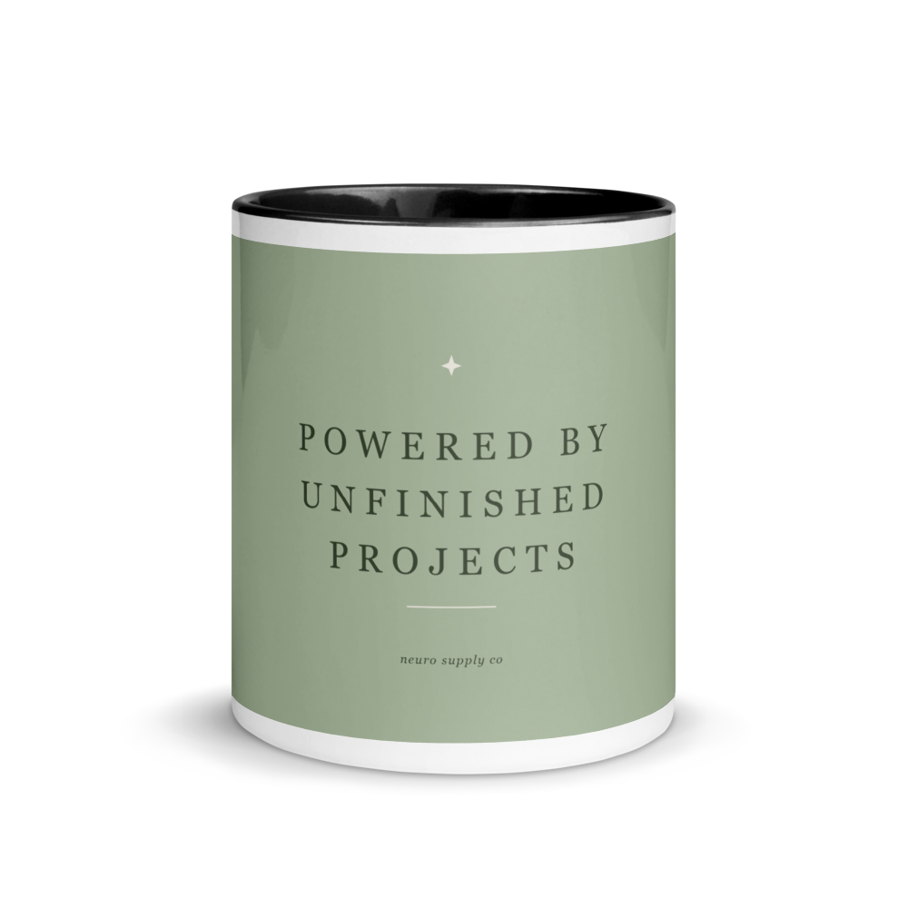 Powered by Unfinished Projects Colour-Inside Mug